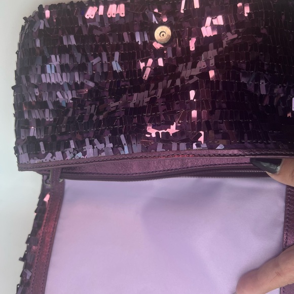 COACH limited edition rare Purple Poppy Sequins wristlet Y2k - Picture 13 of 13